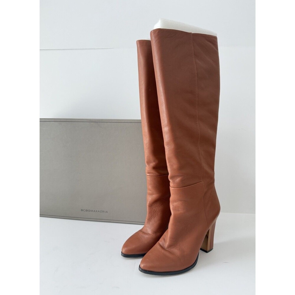 BCBGMAXAZRIA Cognac Leather Knee-High Boots - 7.5 US
